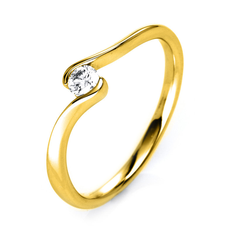 14k Gullhringur með 0.15ct demanti