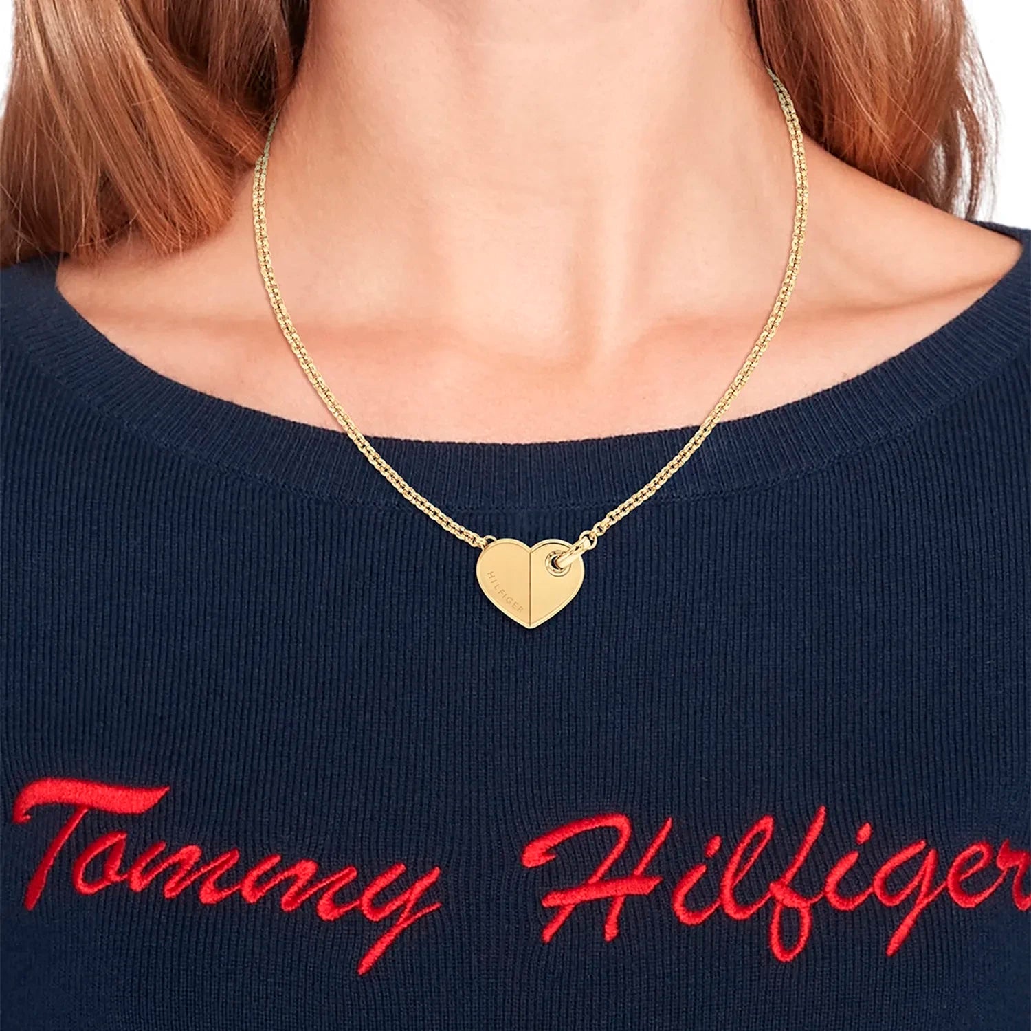 TOMMY HILFIGER gyllt hálsmen með zirkonia