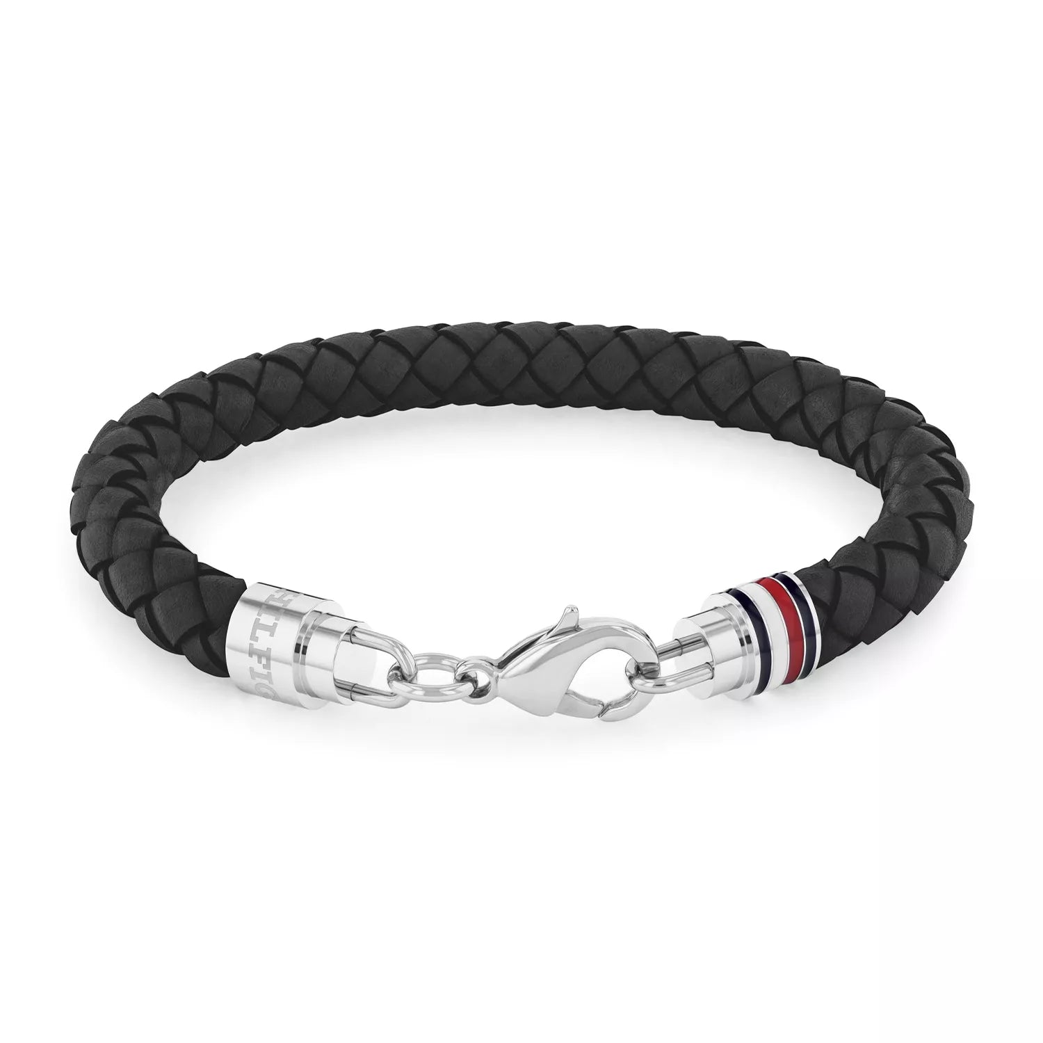 TOMMY HILFIGER Svart leður herraarmband