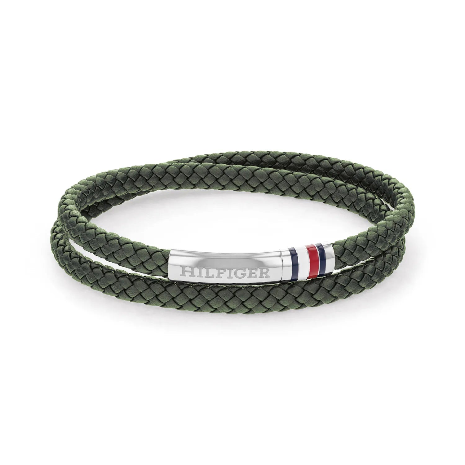 TOMMY HILFIGER grænt leður herraarmband