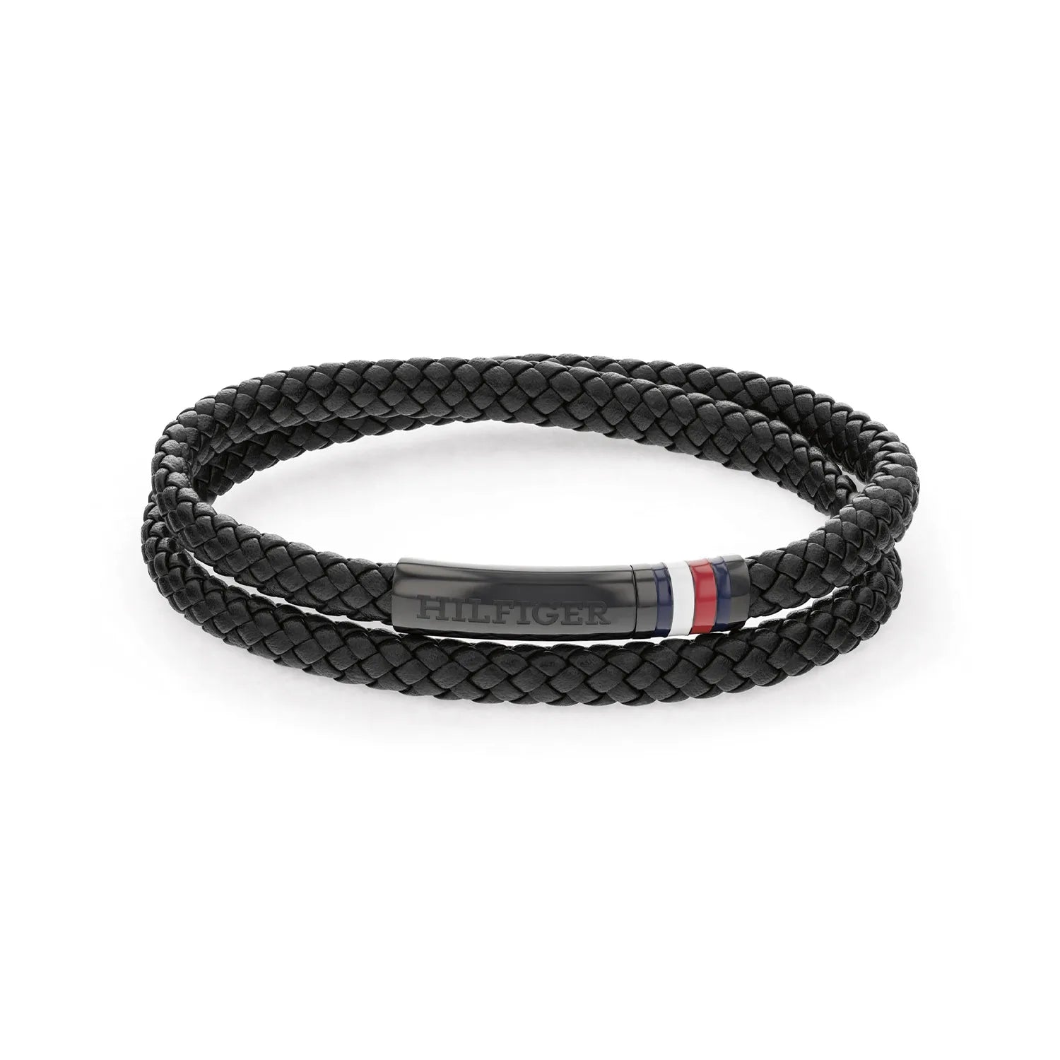 TOMMY HILFIGER Svart leður herraarmband