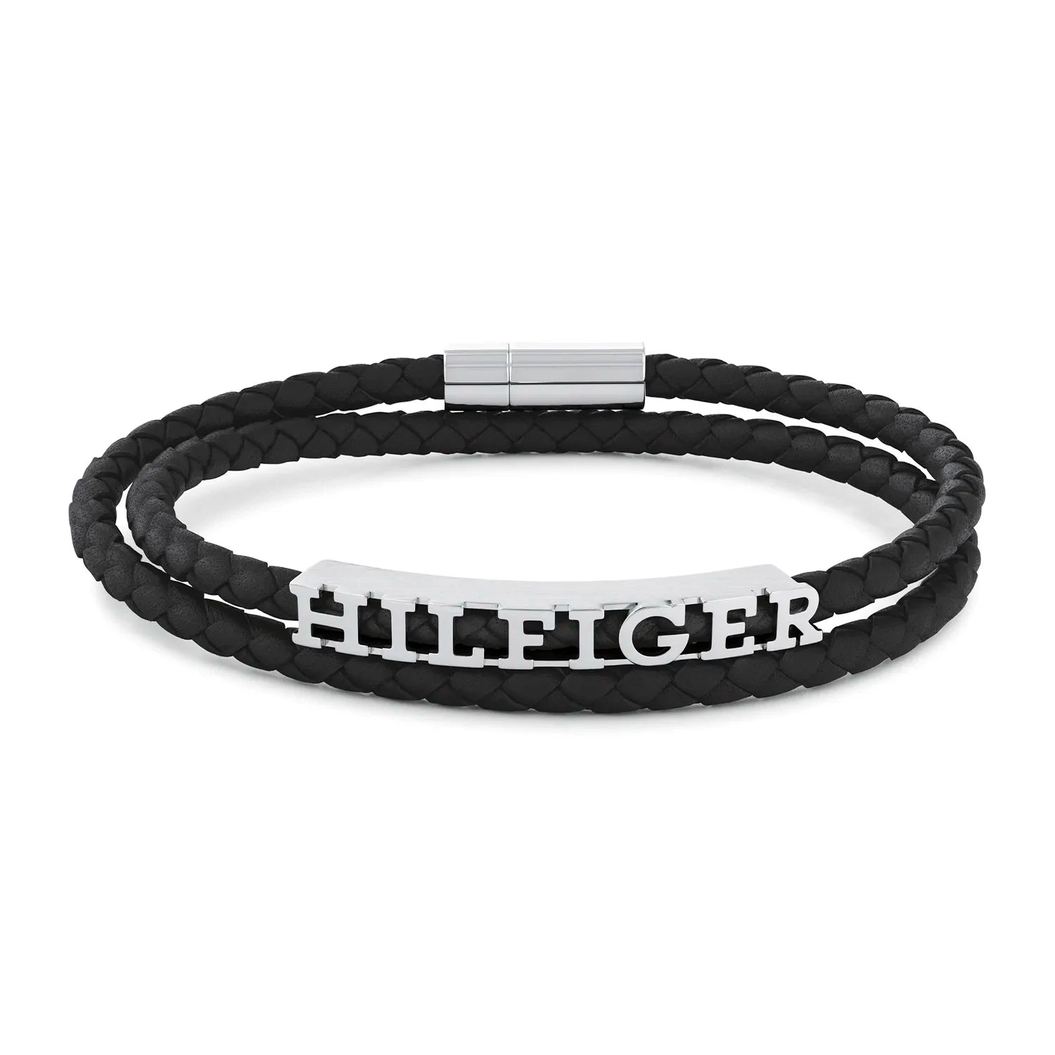 TOMMY HILFIGER svart leður herraarmband