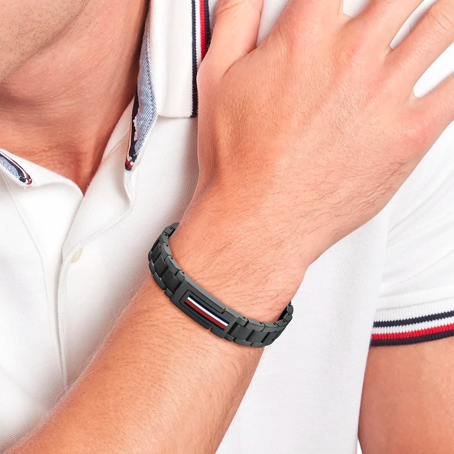 TOMMY HILFIGER svart herraarmband