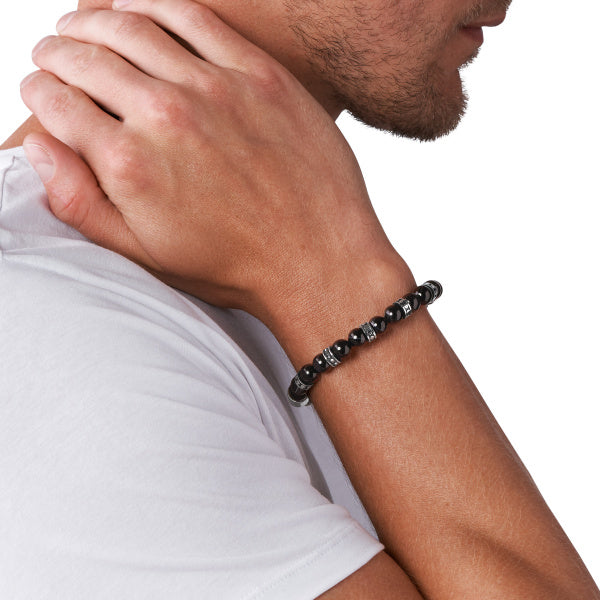 DIESEL Studs Beaded herraarmband | Agat