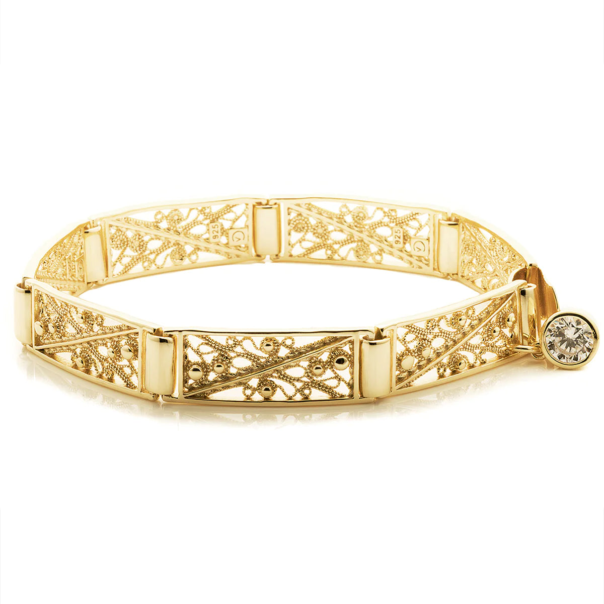 VERA DESIGN Filigree gyllt silfurarmband með zirkonia