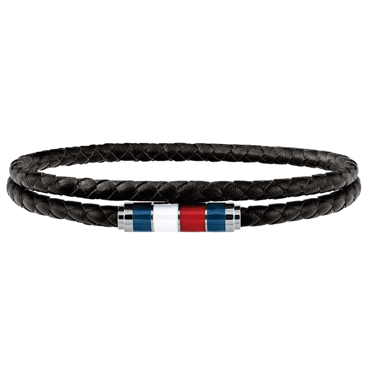 TOMMY HILFIGER Svart leður herraarmband