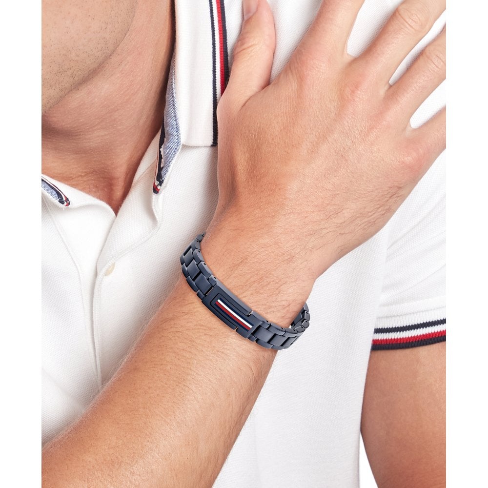 TOMMY HILFIGER blátt herraarmband