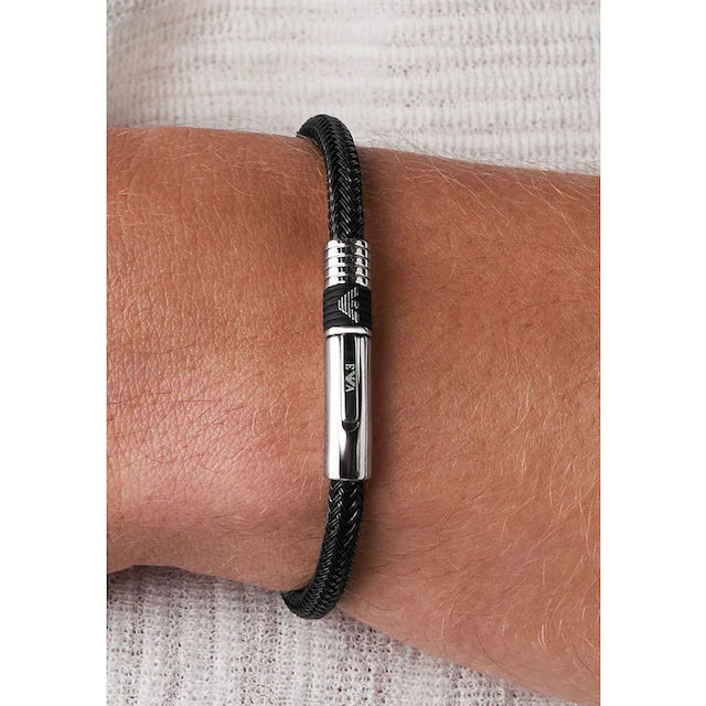 EMPORIO ARMANI Svart herraarmband