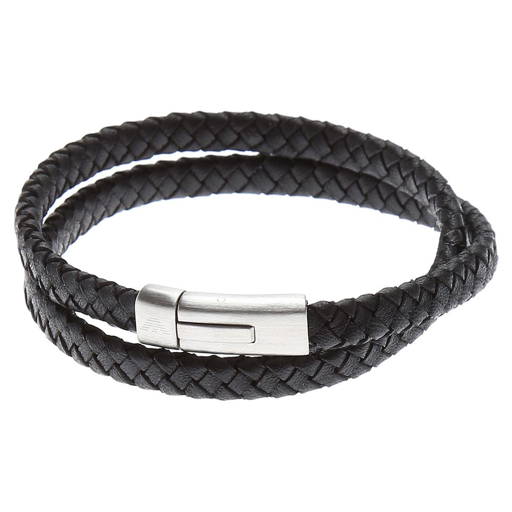 ARMANI svart leður herraarmband