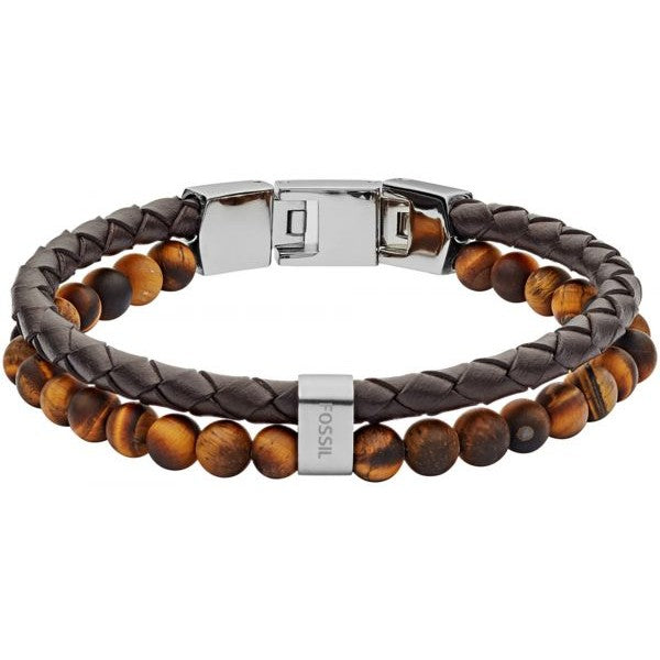 FOSSIL herraarmband með Tiger Eye steinum