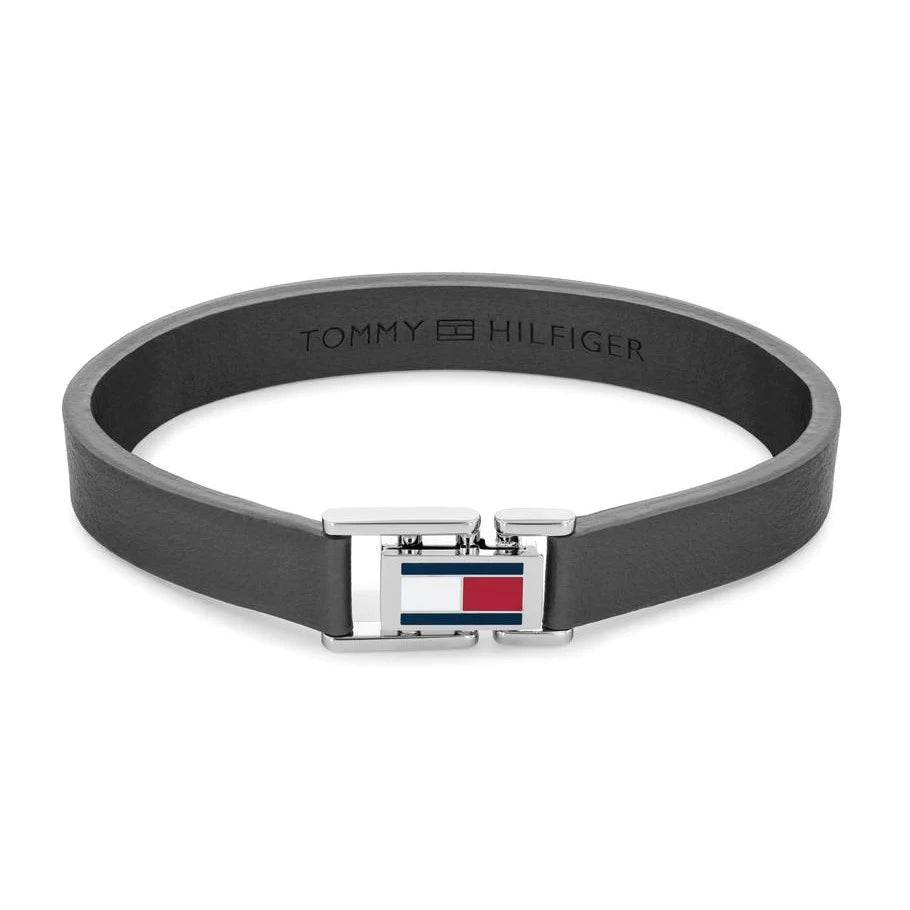 TOMMY HILFIGER grátt leður herraarmband